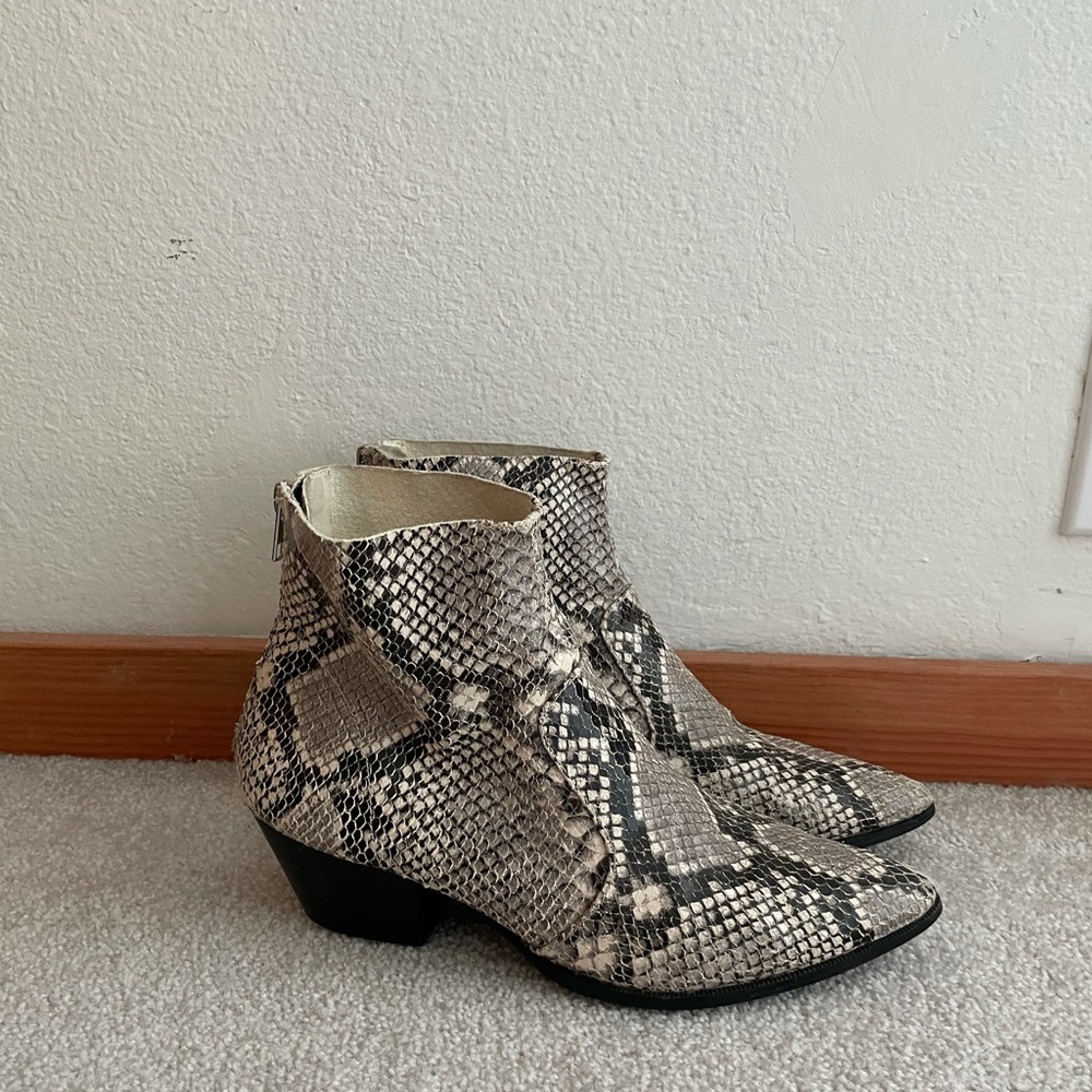Snakeskin booties